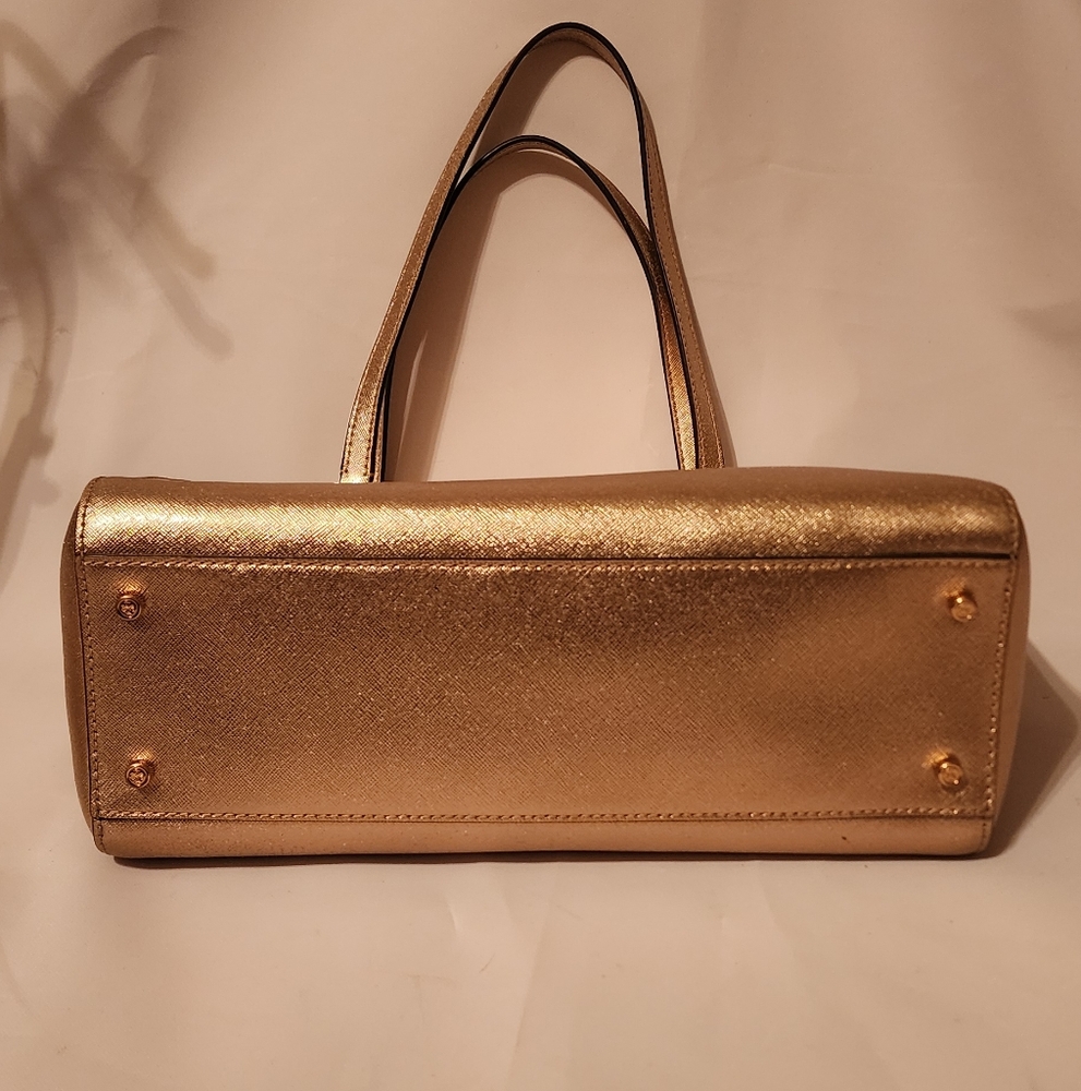 Tory Burch Shimmering Rose Gold Tote and Wallet EUC w New Crossbody Strap - Picture 6 of 16